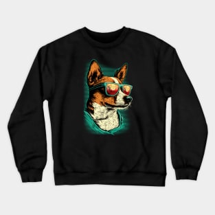 Jack Russell Terrier dog wearing sunglasses Crewneck Sweatshirt